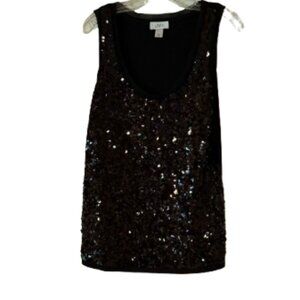 Loft Black Sequined Front Tank - Medium